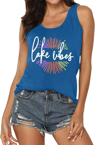 Vista 5 de Lake Life - Camiseta sin mangas para mujer, camiseta sin mangas con estampado de Lake Vibes para vacaciones, camiseta sin mangas holgada y bonita