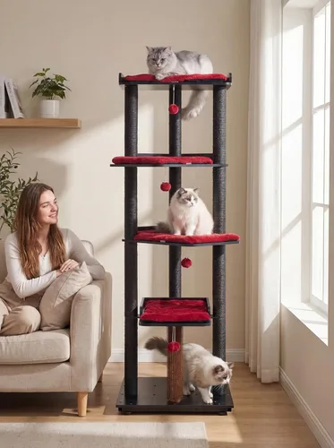 Vista 2 de FourFurPets Árbol para gatos resistente, árbol de gato de 67.7 pulgadas para gatos de interior grande y adulto, torre moderna para gatos grandes
