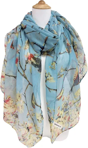 Vista 2 de GERINLY - Bufanda ligera rectangular con estampado de pájaros de primavera