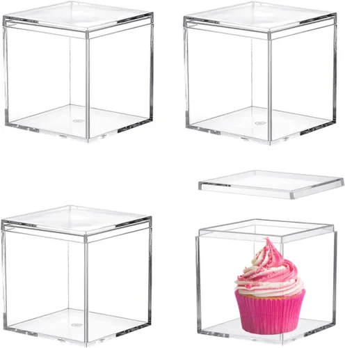 Vista 14 de KissYou Caja Pequeña de Acrílico con Tapa Cajas de Caramelo Transparentes para Exhibición Decoración de Fiesta Cubo Cuadrado de Plástico
