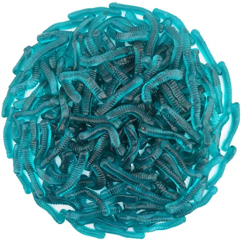 Vista 9 de FirstChoiceCandy Gusanos de gomita agridulce, varios sabores y colores sólidos (1 libra, frambuesa azul)