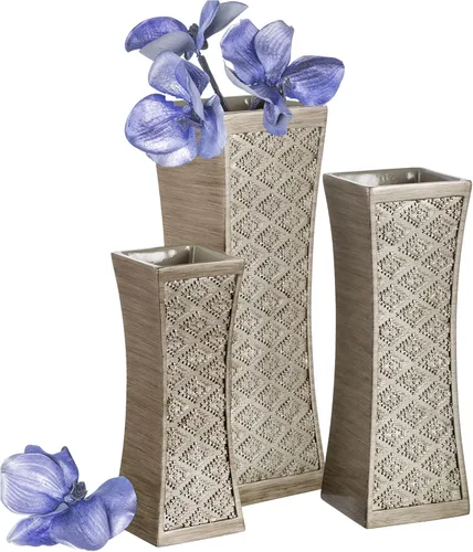 Vista 10 de Creative Scents Jarrones marrones de Dublín para centros de mesa de decoración, juego de 3 jarrones de flores ideales para decoración del hogar