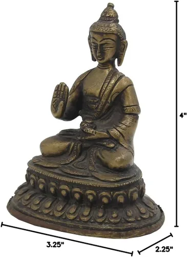 Vista 5 de DharmaObjects Buda tibetano meditador de latón acabado antiguo (Buda bendición)