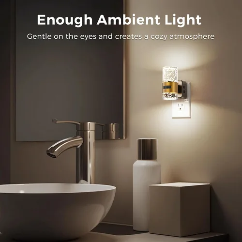 Vista 7 de L LOHAS LED Luz nocturna con sensor de movimiento, luces nocturnas de burbujas enchufables a la pared, luz nocturna de cambio de temperatura