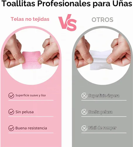 Vista 4 de 200 almohadillas de algodón para uñas, 1 botella dispensadora de bomba extraíble, toallitas de pegamento para pestañas suaves no tejidas Rosa