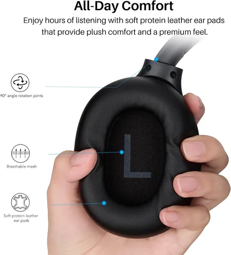 Vista 3 de TOZO Auriculares inalámbricos con cancelación de ruido híbridos HT3, 90H Negro