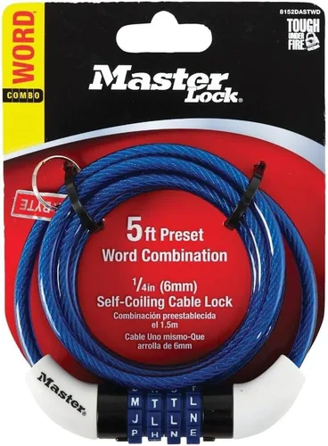 Vista 2 de Master Lock Word Cable Bike Lock 5 Ft. (0.236 in) X 1/4 pulg. Colores Asstd plateado