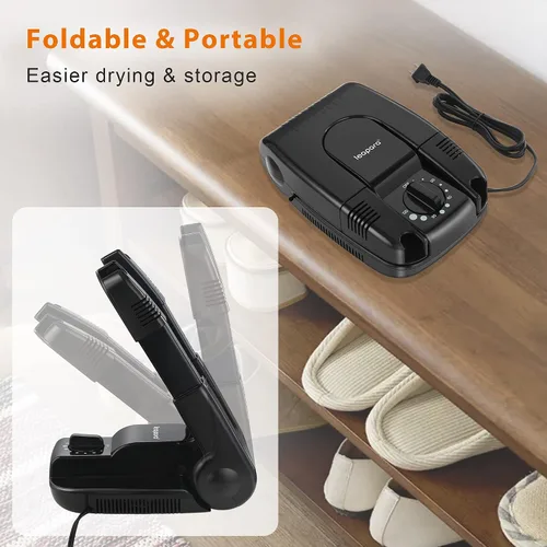 Vista 6 de Secador de botas con temporizador, calentador de calor para botas de trabajo, guantes, pies sudorosos, tenis, secadora portátil con estante plegable