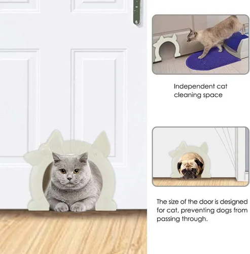 Vista 6 de Puerta para gatos, puerta interior para gatos, paso grande para gatos adultos de hasta 20 libras, puerta de mascota fácil de instalar, se mantiene