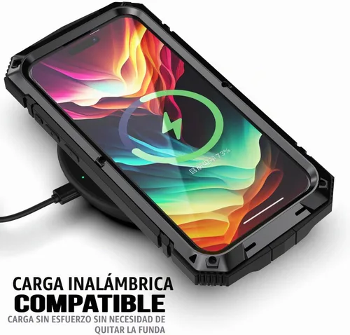 Vista 4 de Lunivop - Funda para iPhone 15 Pro, de metal, resistente, militar, resistente, color negro