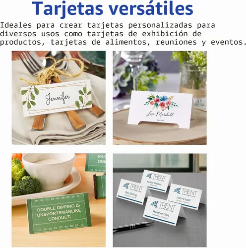 Vista 6 de Avery – Tarjetas de lugar con relieve, color blanco. 1.43 x 3.75 pulgadas., Blanco