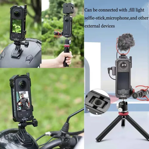 Vista 4 de Insta 360 X4 - Funda de aluminio con marco de aluminio, protector de pantalla para Insta360 X4 X 4, carcasa de metal antiarañazos, cubierta