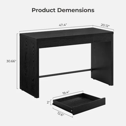 Vista 2 de SICOTAS Mesa de Escritorio para Computadora - Mesa de Estudio de Madera de 47 Pulgadas para Dormitorio, Escritorio de Oficina Estilo Granja