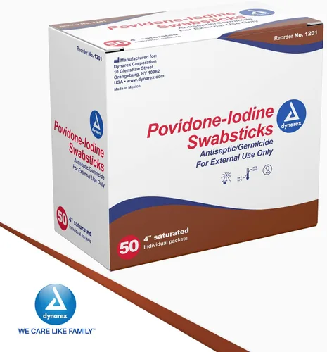 Vista 8 de Dynarex Hisopos de yodo de povidona, hisopos empaquetados en paquete individual de papel de aluminio, antiséptico para preparación de la piel