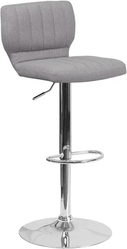 Vista 10 de Flash Furniture Taburete de bar de altura ajustable de vinilo marrón contemporáneo con respaldo vertical y base cromada