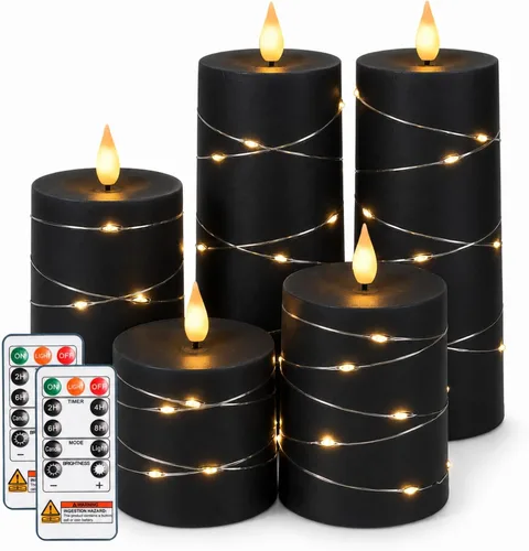 Vista 9 de Homemory Luces LED brillantes de calabaza de Halloween con control remoto y temporizador, luces de linterna Jack O' funciona con pilas para Naranja