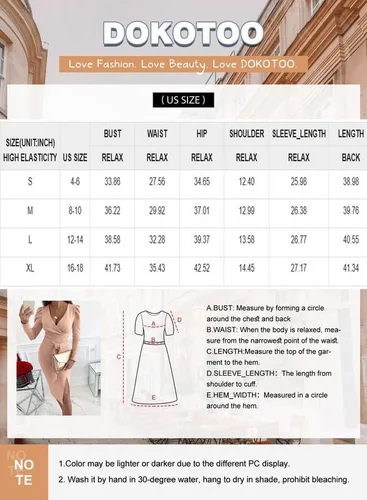 Vista 5 de Dokotoo Vestido de fiesta formal para mujer, con cuello en V, manga larga abombada, con lazo en la cintura, con abertura en la cintura, vestido