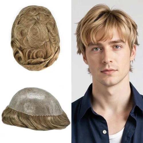 Vista 56 de Extensiones de pelo tipo tupé para hombre, sistema de reemplazo de cabello humano virgen 100% europeo, piel fina y duradera, inyección