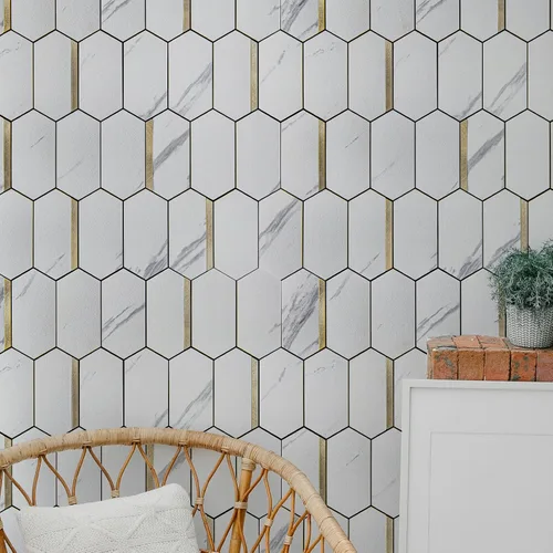 Vista 4 de Art3dwallpanels Azulejo hexagonal para salpicaduras para despegar y pegar