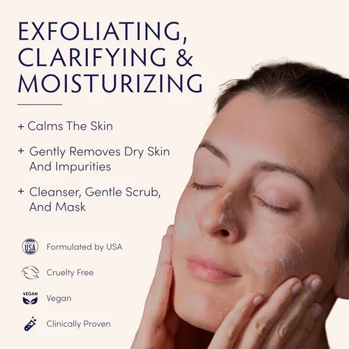 Vista 2 de Naturopathica Esmalte facial limpiador de avena, limpiador facial multiuso, exfoliante facial y máscara facial, exfoliante para hombres y mujeres