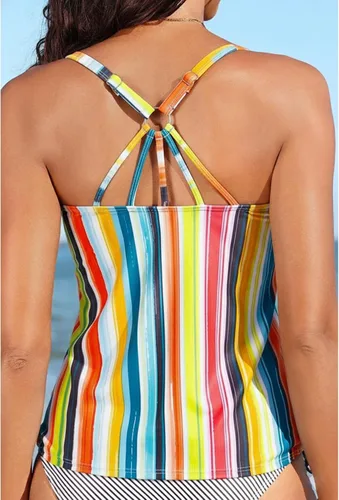 Vista 2 de Holipick Top de Tankini para Mujer Solamente Top de Traje de Baño Tankini Sin Parte Inferior Color Stripe2
