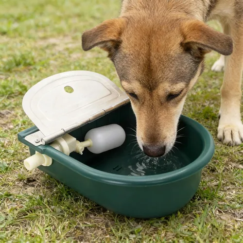Vista 9 de Comedero automático de agua de 1.2 galones para vaca, ganado, caballo, cuencos de agua con válvula de flotador, cuenco de herramientas para gato