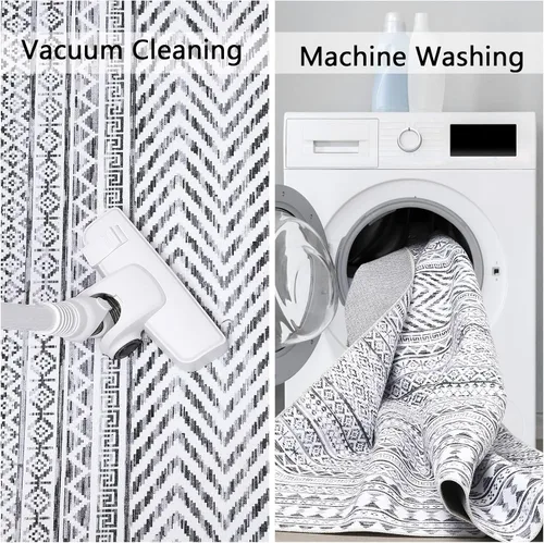Vista 6 de Fashionwu Alfombra redonda geométrica gris de 4 pies, lavable a máquina, antideslizante, estilo moderno, tamaño adulto