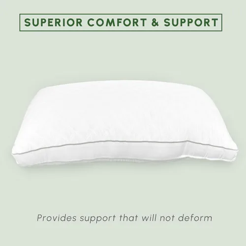 Vista 4 de Elegant Comfort Juego de 2 almohadas de cama de calidad hotelera – Acolchado de plumón de ganso alternativo de densidad media firme – Almohadas