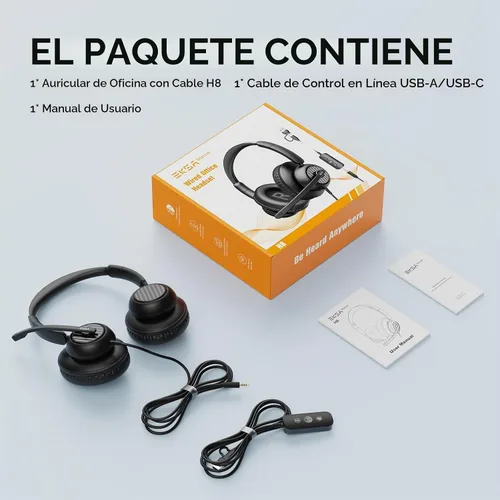 Vista 9 de EKSA H8 - Auriculares USB con micrófono para trabajo, auriculares estéreo con cable para computadora con cancelación de ruido, controles en línea