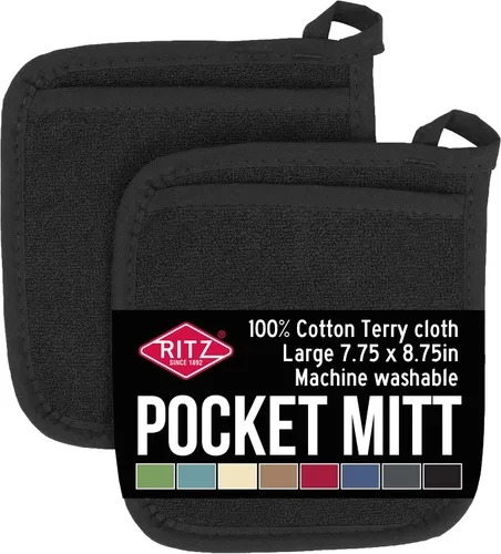 Vista 26 de RITZ Terry Pocket Mitt & Hot Pad: Unparalleled Heat Resistant, Durable 100% Cotton – Ergonomically Designed for Optimal Grip – Easy-Care Machine