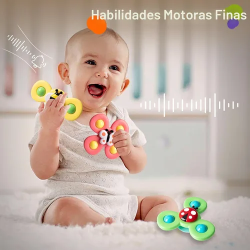 Vista 4 de 3 piezas Juguetes giratorios de ventosa para niños de 1 a 2 años, Juguetes giratorios para bebés de 12 a 18 meses, juguetes sensoriales para niños