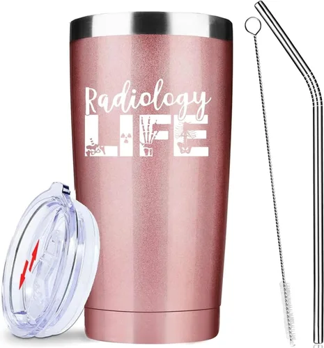 Vista 13 de Greys Grays Anatomy Merchandising, mercancía de programa de televisión, vaso de café helado de acero inoxidable aislado de 20 onzas con tapa, popote