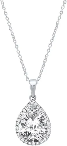 Vista 15 de Dazzlingrock Collection Colgante de lágrima de diamante de corte de pera de 18K 10X7 MM creado en laboratorio y diamante de corte redondo, oro blanco