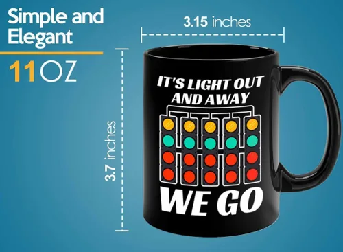 Vista 5 de Taza de café Racer de 11 onzas, color negro, con texto en inglés "It's Light Out", Fuel Speed Racer Car Guys Circuit Automotriz Racing Boy Regalos