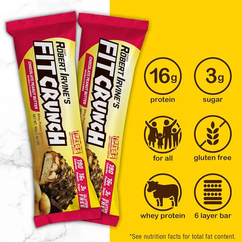 Vista 4 de FITCRUNCH - Barras de proteínas, paquete variado de tamaño aperitivo, sin gluten, paquete de 18