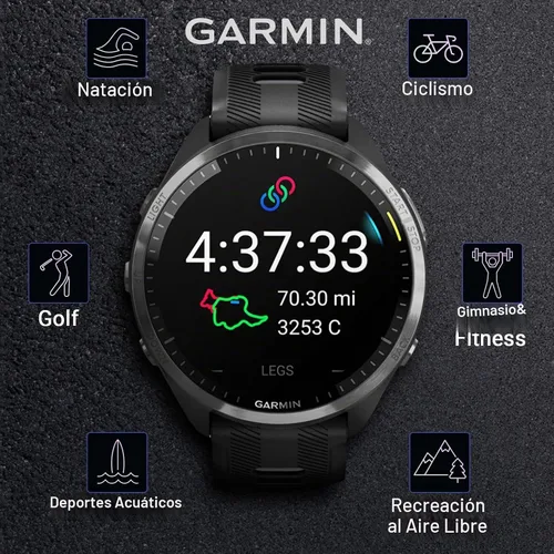 Vista 3 de Garmin Forerunner 965 - Reloj inteligente premium para correr y triatlón con GPS de 47mm, pantalla táctil AMOLED, bisel de titanio DLC gris carbón