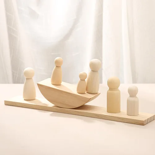 Vista 6 de Juguetes de madera para bebés, juguetes de conteo de equilibrio, juegos de matemáticas, muñecas de madera sin terminar, aprendizaje preescolar