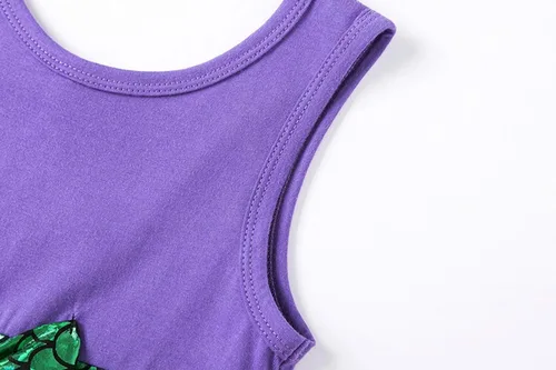 Vista 3 de Vestido de sirena para niñas, vestido de sirenita, disfraz de Ariel, traje de dibujos animados, ropa de juego, fiesta de cumpleaños, cosplay
