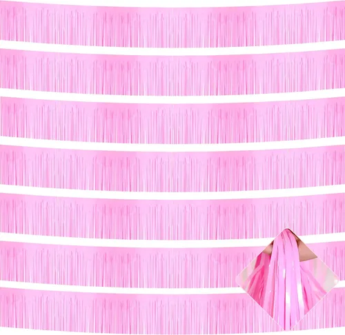 Vista 15 de Paquete de 10 unidades de guirnalda de flecos de papel de aluminio de 10 pies con lentejuelas metálicas, bandera para colgar en la pared, telón