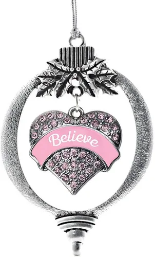 Vista 174 de Inspired Silver Adornos festivos de dije de corazón pave de plata con circonitas cúbicas