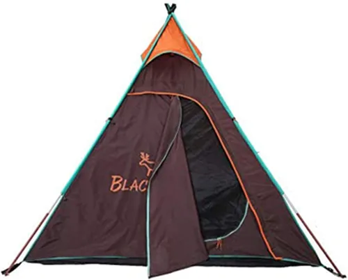 Vista 4 de Tienda de campaña tipi Capacidad para 4 personas Perfecto para acampar para familiares y amigos Diseño impermeable para 4 estaciones con Marrón