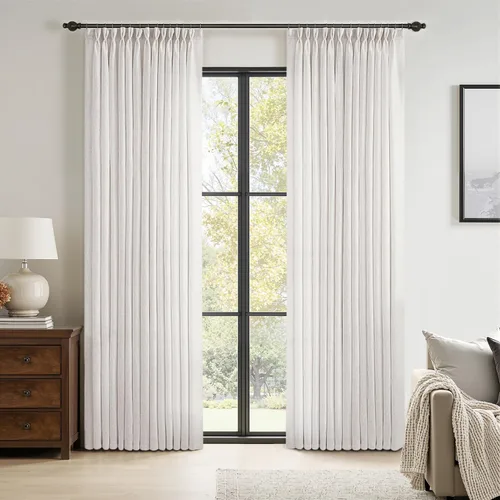 Vista 14 de MIULEE Cortinas de Lino con Pliegues Pinzados de 96 Pulgadas de Largo, Juego de 2 Paneles para Dormitorio y Sala de Estar, Cortinas