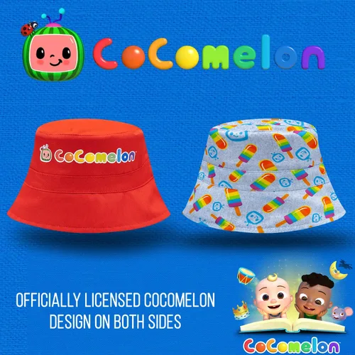 Vista 3 de Cocomelon Bucket Hat, Reversible Sun Hat for Toddler Boys & Girls, Multicolored Summer Baby Hat Featuring Cocomelon