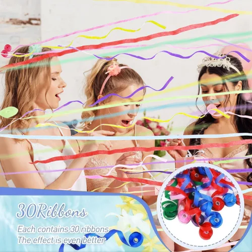 Vista 5 de Serpentinas sin desorden, paquete de 12 poppers de confeti sin desorden coloridos, poppers de fiesta para cumpleaños, boda, celebraciones, apertura