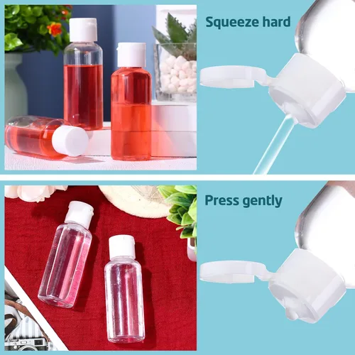 Vista 3 de Maxdot 300 botellas vacías de desinfectante de manos de 1.7 onzas/1.7 fl oz, botellas recargables de plástico con tapa abatible, mini recipientes