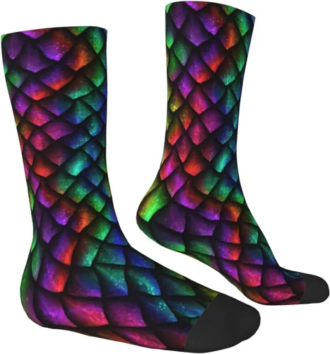 Vista 2 de LAZIRO Dragon Scale 3D - Calcetines estampados unisex con personalidad de lujo, 15.7-16.5in