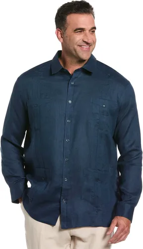 Vista 13 de Cubavera Camisa Guayabera de manga larga con cuatro bolsillos para hombre, 100 % de lino, detalle de pinzas, ajuste relajado