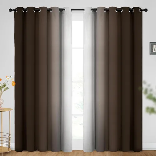 Vista 56 de SimpleHome Cortinas degradadas degradadas para oscurecer la habitación de 36 pulgadas de largo para dormitorio, con ojales y bloqueo de luz Negro