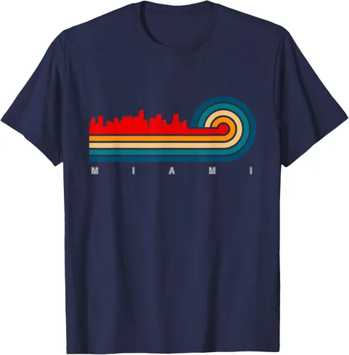 Vista 60 de Camiseta Retro City of Miami Florida, Negro