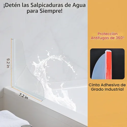 Vista 2 de Mofason - Protector de silicona para ducha, protector de agua para esquina de bañera, paquete de 2 Transparente